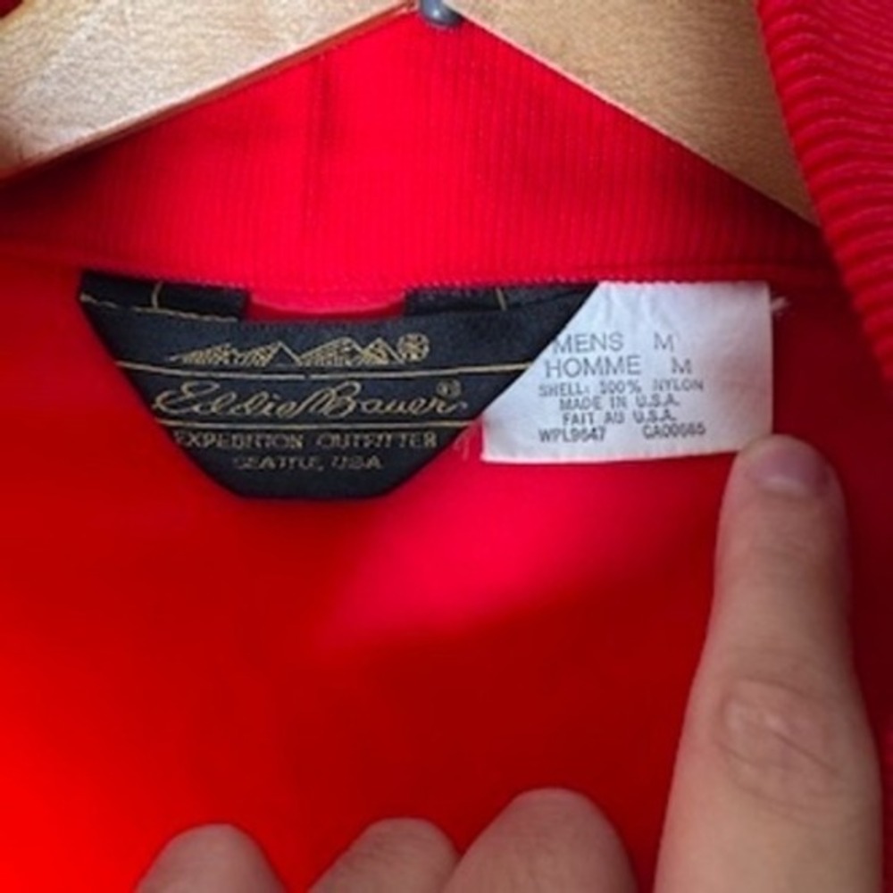 Vintage Eddie Bauer Pullover Windbreaker Jacket Mens Medium Red Snap Front - Picture 4 of 7